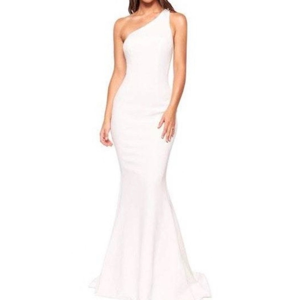 white one shoulder maxi dress